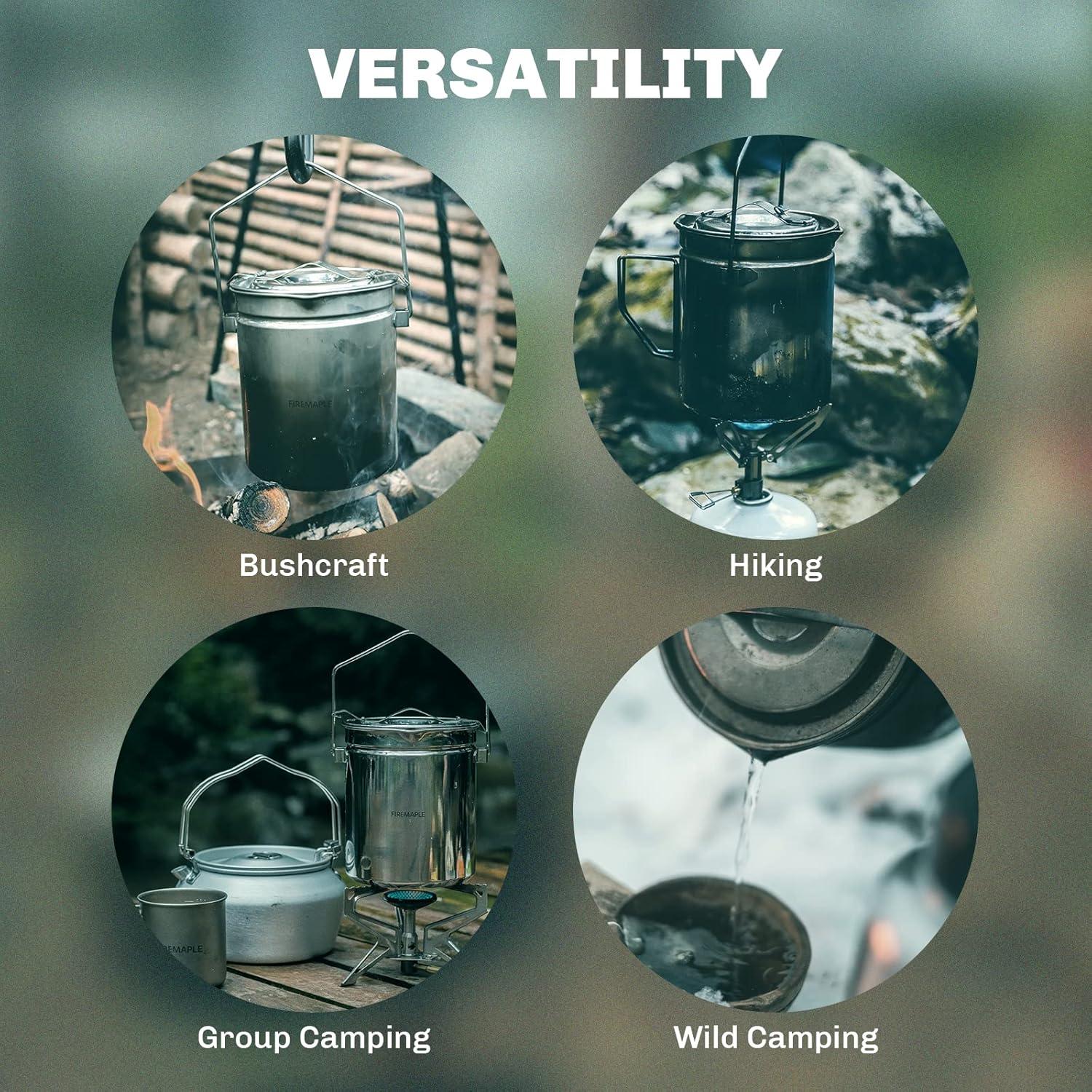 imageFiremaple Antarcti Stainless Steel Pot Food Grade SUS304 Camping Pot with Steaming Function Lightweight and Durable for Outdoor Cooking12L