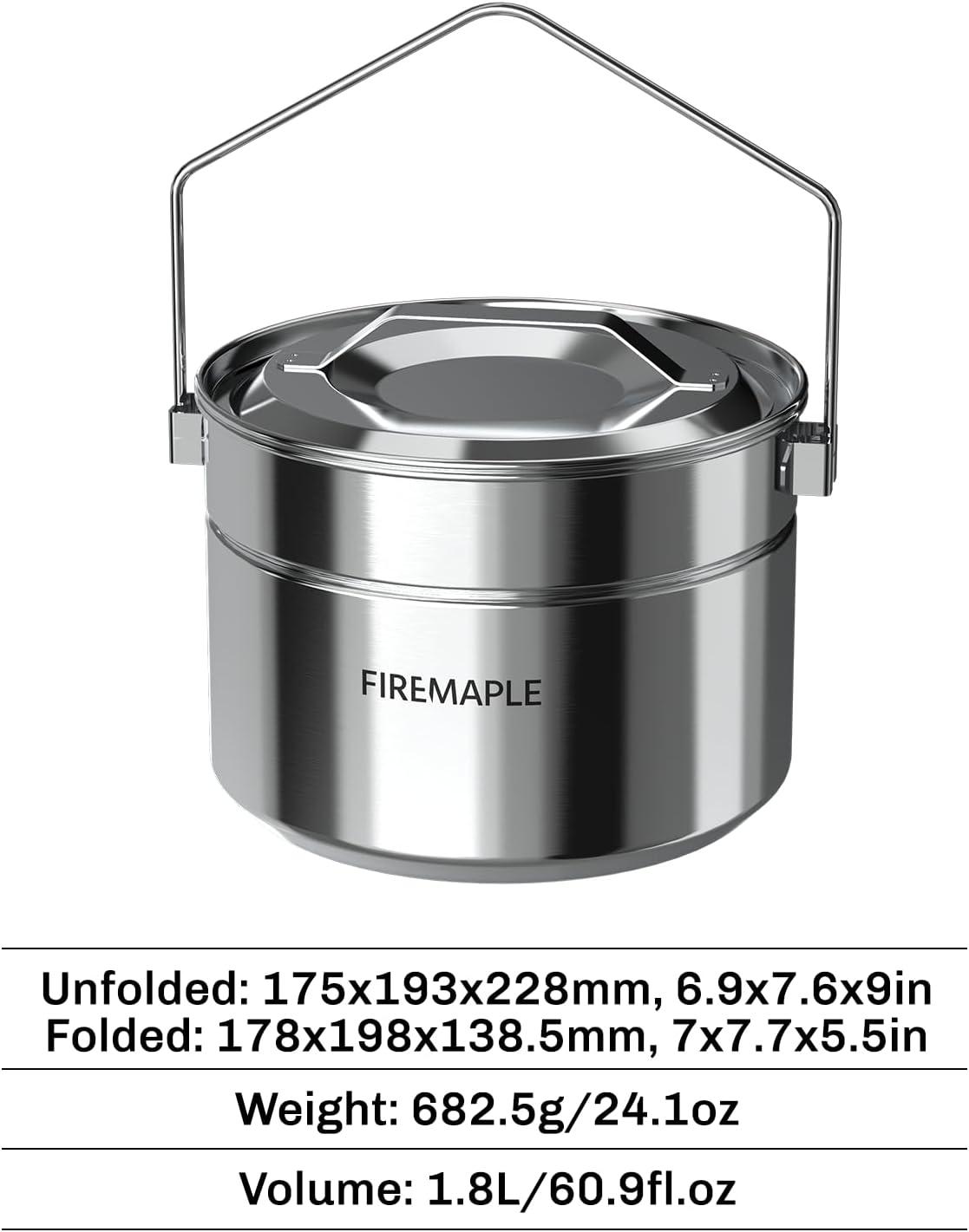 imageFiremaple Antarcti Stainless Steel Pot Food Grade SUS304 Camping Pot with Steaming Function Lightweight and Durable for Outdoor Cooking18L