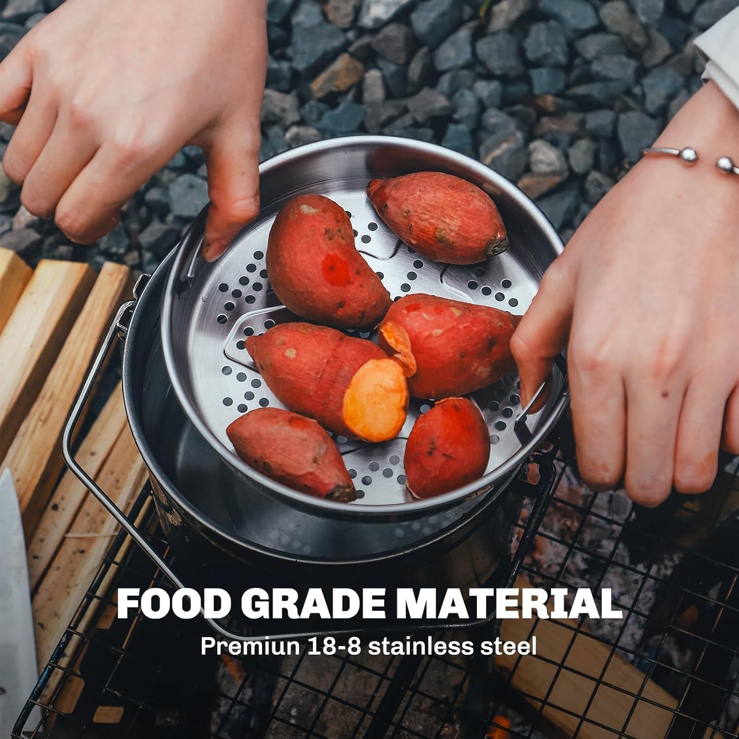 imageFiremaple Antarcti Stainless Steel Pot Food Grade SUS304 Camping Pot with Steaming Function Lightweight and Durable for Outdoor Cooking18L