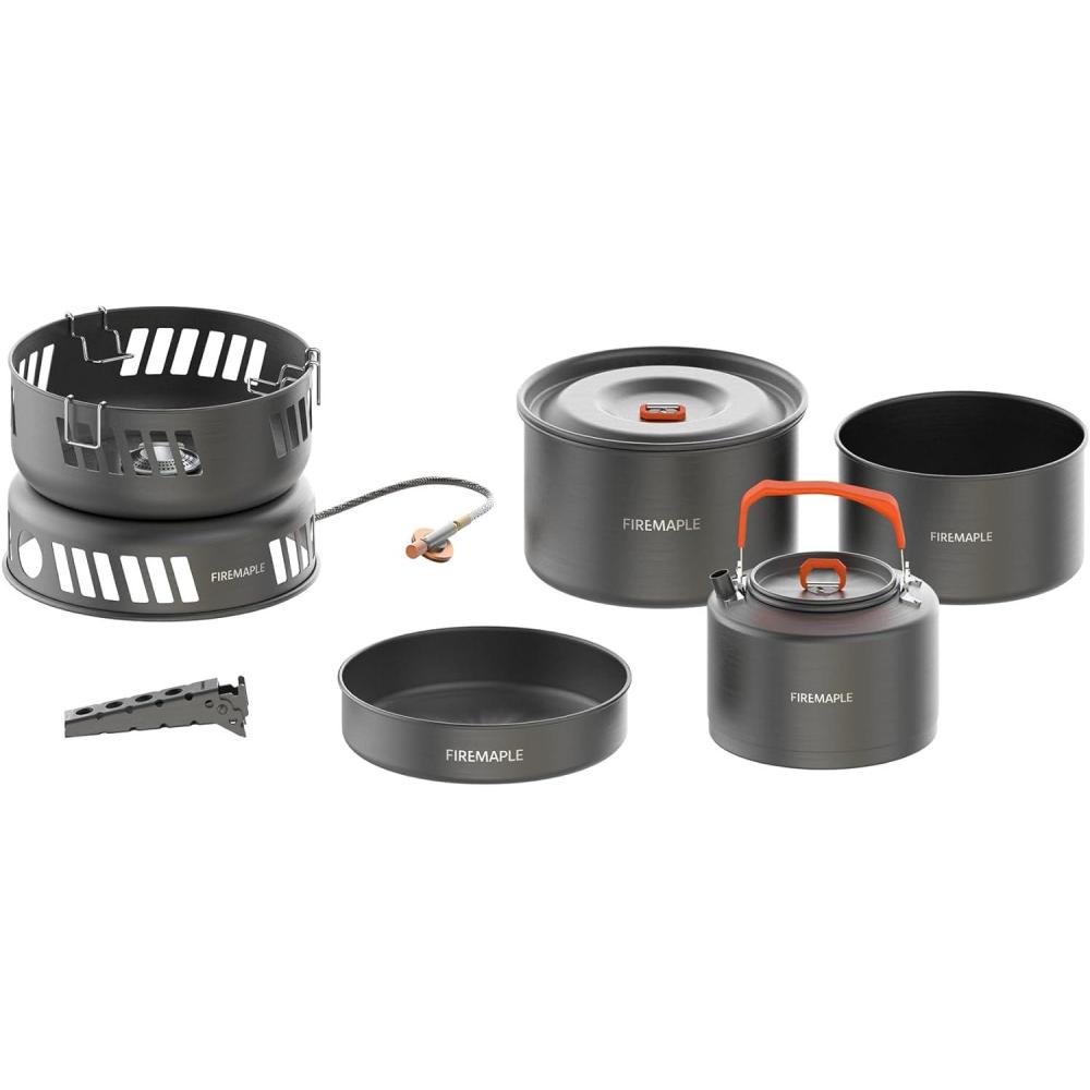 imageFire Maple Versatile Outdoor Cooking Set Gas Stove Aluminum Compact ampamp Durable Camping Cookware KitGas