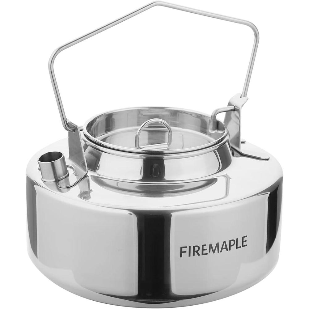 imageFireMaple Antarcti Portable 1 Liter Lightweight Stainless Steel Camping Kettle Durable and Portable Camp Tea Pot Ideal for Bushcraft and Outdoor Campfire Use16 Quarts