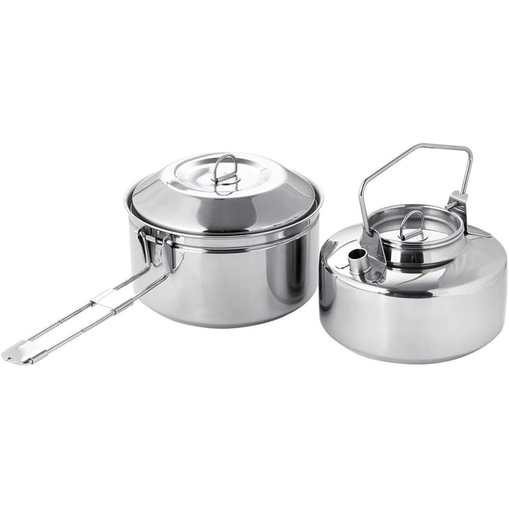 imageFireMaple Antarcti SS Kettle Pot Set 188 Stainless Steel all Steel Construction Ideal for Camping Bushcraft Use Compact Cookware Set