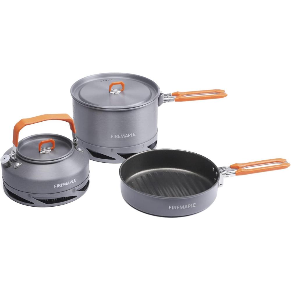 imageFireMaple Feast 4 Piece Camping Cookware Cookware Cookware Kit Outdoor Cookware Set with Pots Kettle Saucepans and Spatula for Hiking Fishing PicnicFeast heat exchanger