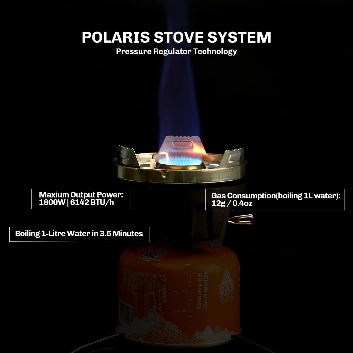 imageFire Maple Polaris Pressure Regulator Cooking System Portable Camping Backpacking Gas Stove with Piezo Ignition POT Support ampamp Stand Compact Gas Stove Burner for Hiking Bushcraft Trekking BlueBlack