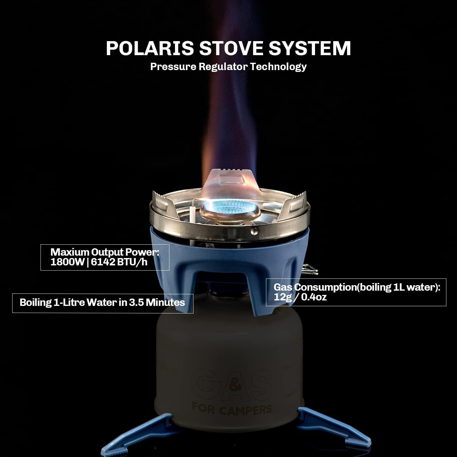 imageFire Maple Polaris Pressure Regulator Cooking System Portable Camping Backpacking Gas Stove with Piezo Ignition POT Support ampamp Stand Compact Gas Stove Burner for Hiking Bushcraft Trekking BlueBlue