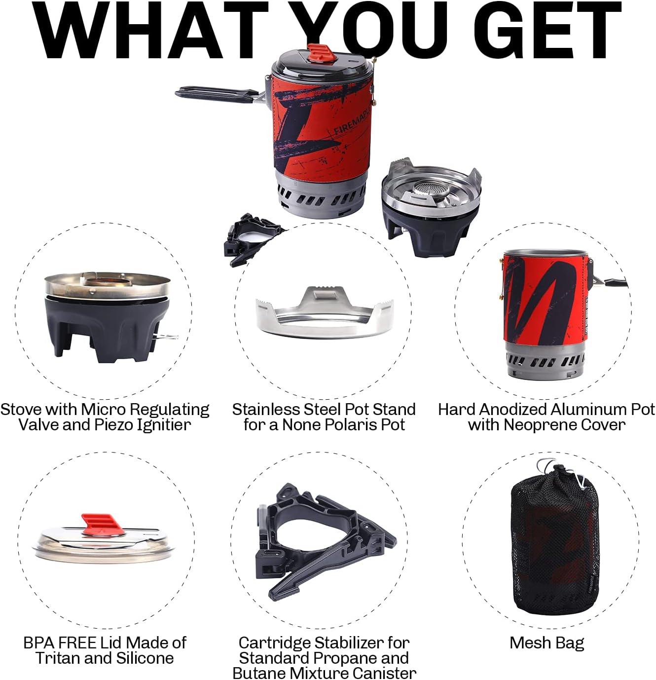 imageFire Maple Polaris Pressure Regulator Cooking System Portable Camping Backpacking Gas Stove with Piezo Ignition POT Support ampamp Stand Compact Gas Stove Burner for Hiking Bushcraft Trekking BlueBlack