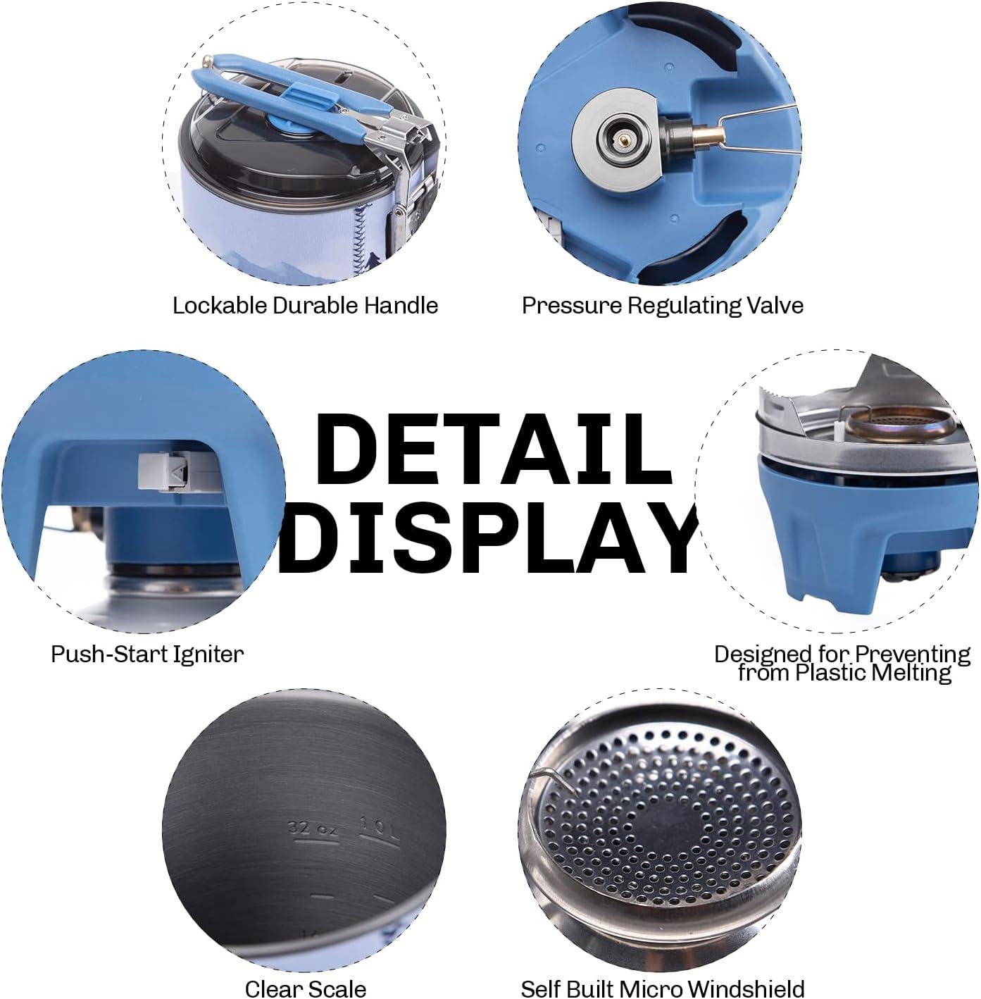 imageFire Maple Polaris Pressure Regulator Cooking System Portable Camping Backpacking Gas Stove with Piezo Ignition POT Support ampamp Stand Compact Gas Stove Burner for Hiking Bushcraft Trekking BlueBlue