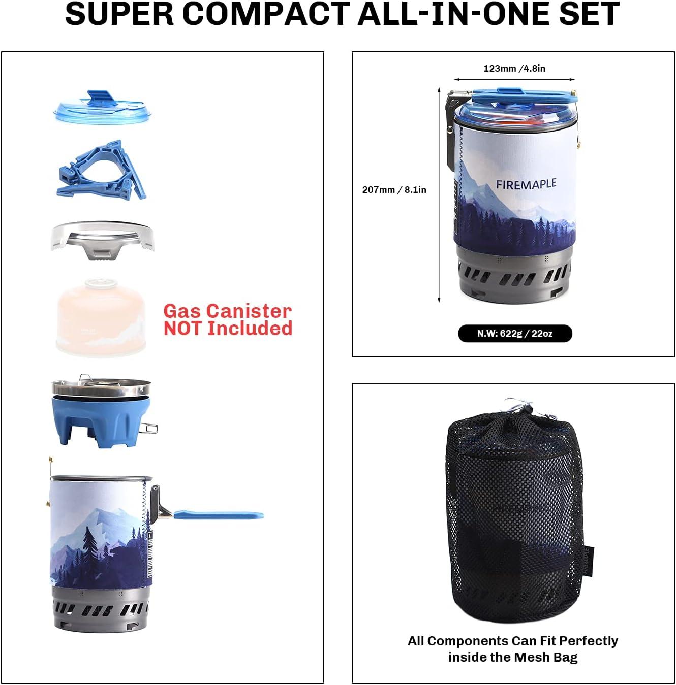 imageFire Maple Polaris Pressure Regulator Cooking System Portable Camping Backpacking Gas Stove with Piezo Ignition POT Support ampamp Stand Compact Gas Stove Burner for Hiking Bushcraft Trekking BlueBlue