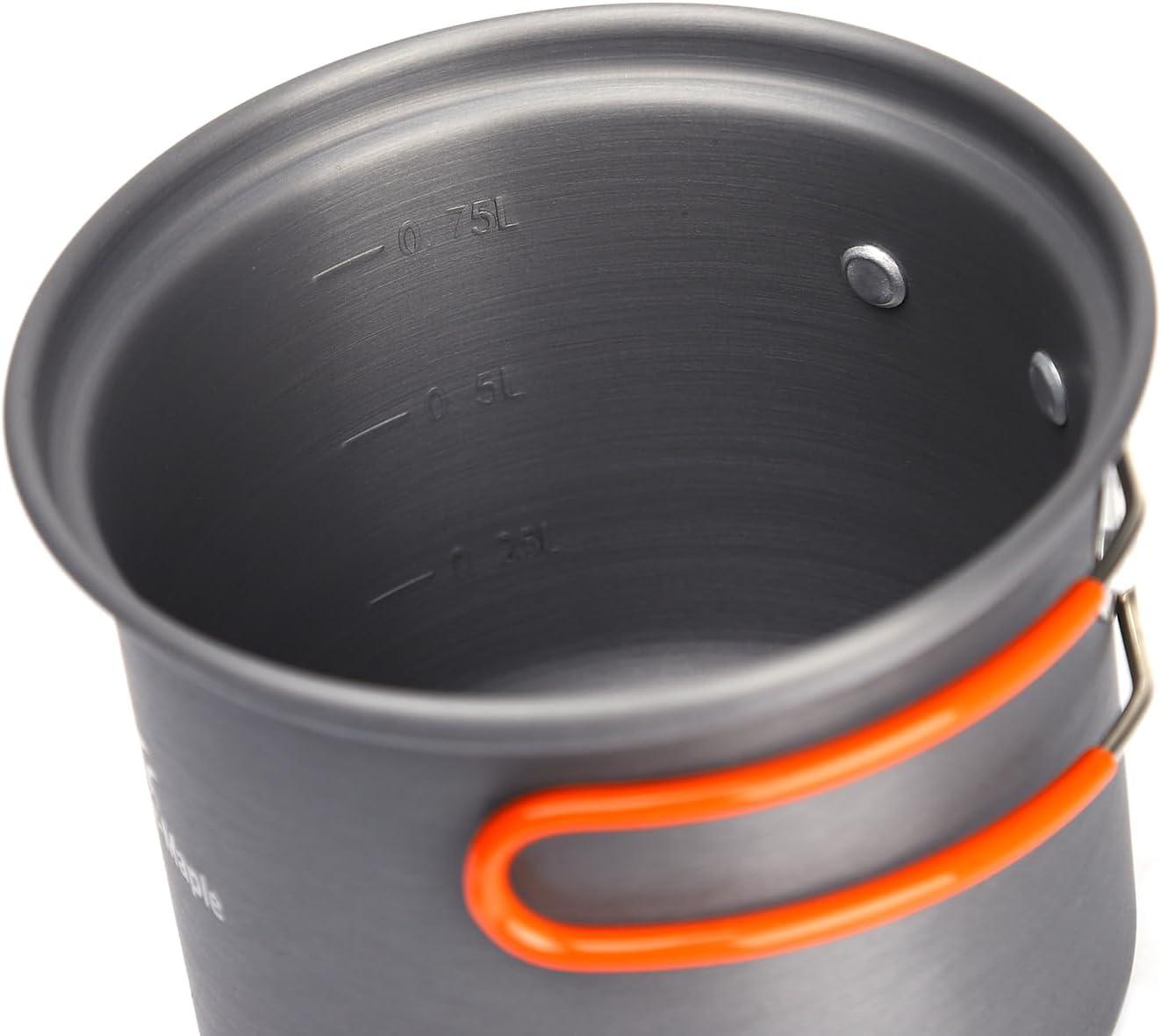 imageFireMaple FMC207 Compact Cooking Set 600ml Aluminum Pot with Lid 2100W Mini Gas Stove ampamp Windshield UltraLight 348g for Backpacking and Camping