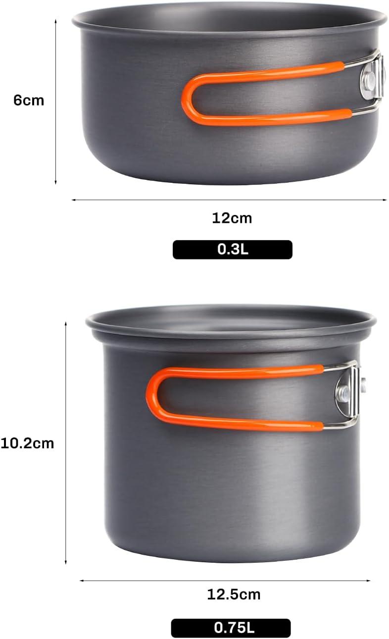 imageFireMaple FMC207 Compact Cooking Set 600ml Aluminum Pot with Lid 2100W Mini Gas Stove ampamp Windshield UltraLight 348g for Backpacking and Camping