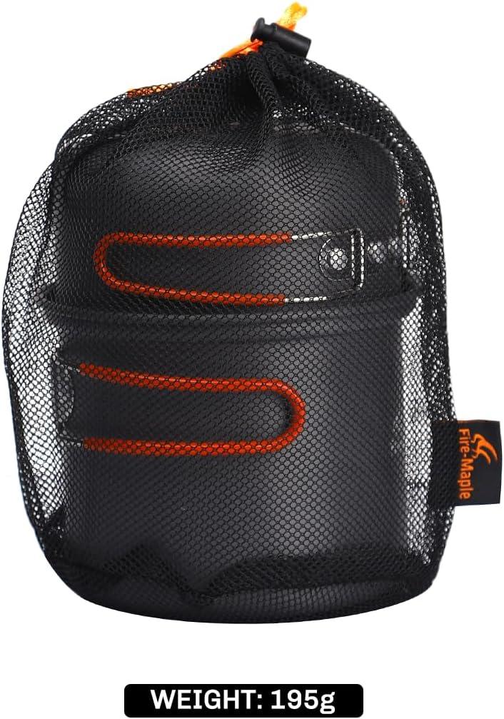 imageFireMaple FMC207 Compact Cooking Set 600ml Aluminum Pot with Lid 2100W Mini Gas Stove ampamp Windshield UltraLight 348g for Backpacking and Camping