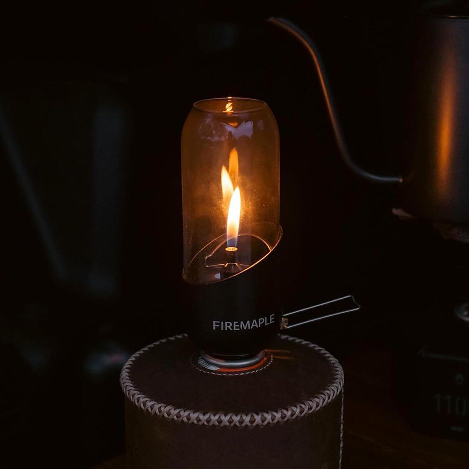 imageFireMaple Orange Camping Lantern Glass Steel ampamp Aluminum Propane or Isobutane Fuel Canister Beautiful Lights NO Mantles Needed Propane Lanterns for Camping Emergency EssentialBlack