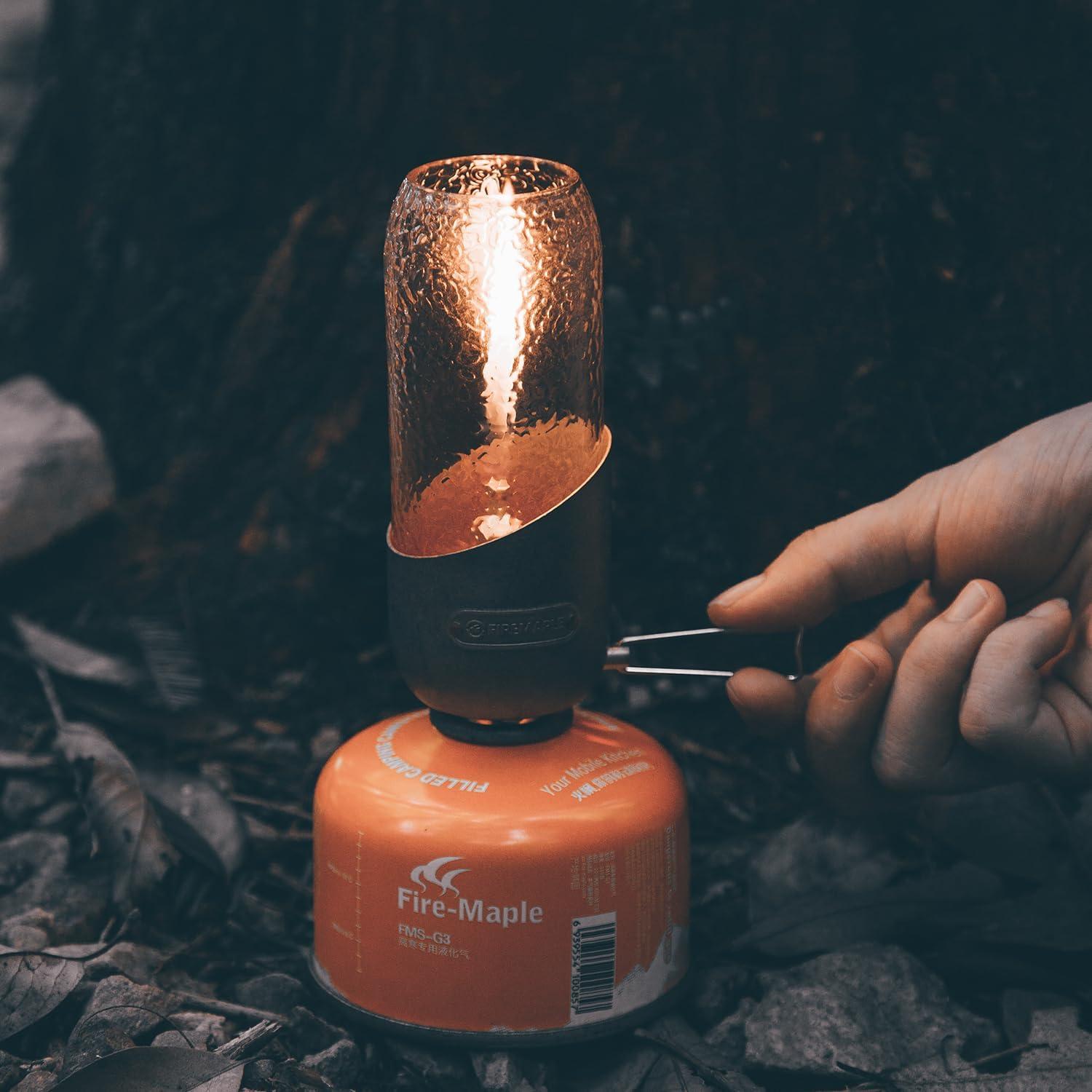 imageFireMaple Orange Camping Lantern Glass Steel ampamp Aluminum Propane or Isobutane Fuel Canister Beautiful Lights NO Mantles Needed Propane Lanterns for Camping Emergency Essentialripple