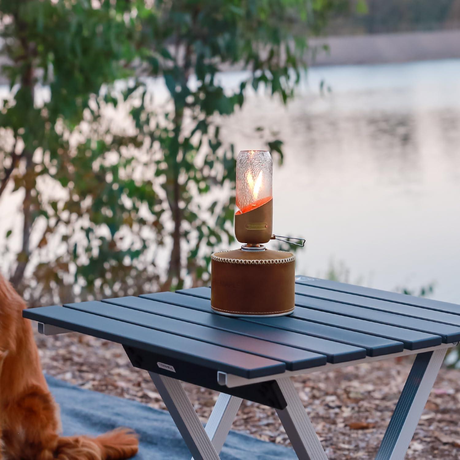 imageFireMaple Orange Camping Lantern Glass Steel ampamp Aluminum Propane or Isobutane Fuel Canister Beautiful Lights NO Mantles Needed Propane Lanterns for Camping Emergency Essentialripple