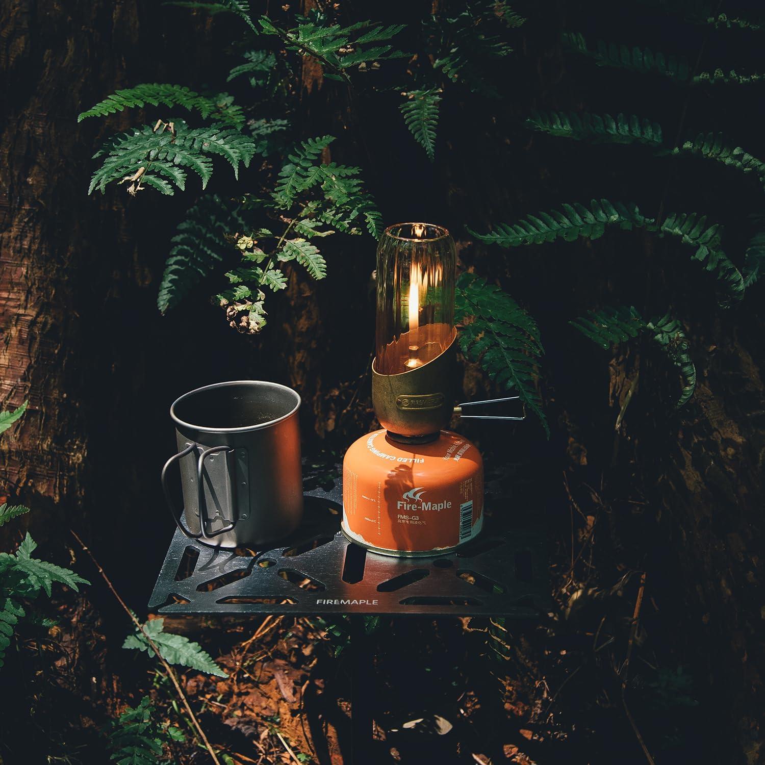 imageFireMaple Orange Camping Lantern Glass Steel ampamp Aluminum Propane or Isobutane Fuel Canister Beautiful Lights NO Mantles Needed Propane Lanterns for Camping Emergency Essentialstripe