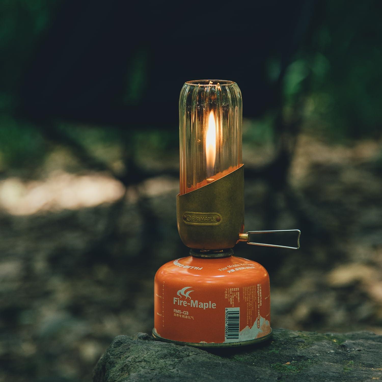 imageFireMaple Orange Camping Lantern Glass Steel ampamp Aluminum Propane or Isobutane Fuel Canister Beautiful Lights NO Mantles Needed Propane Lanterns for Camping Emergency Essentialstripe