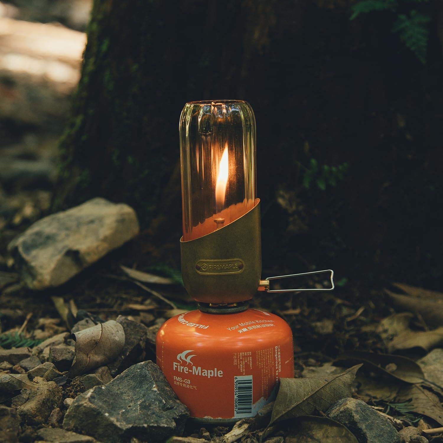 imageFireMaple Orange Camping Lantern Glass Steel ampamp Aluminum Propane or Isobutane Fuel Canister Beautiful Lights NO Mantles Needed Propane Lanterns for Camping Emergency Essentialstripe