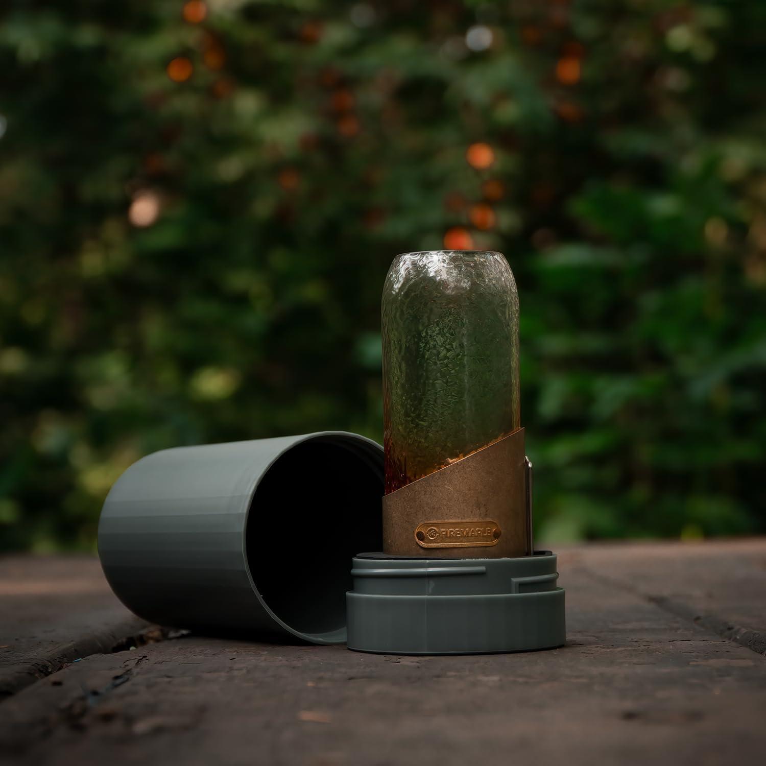 imageFireMaple Orange Camping Lantern Glass Steel ampamp Aluminum Propane or Isobutane Fuel Canister Beautiful Lights NO Mantles Needed Propane Lanterns for Camping Emergency Essentialripple