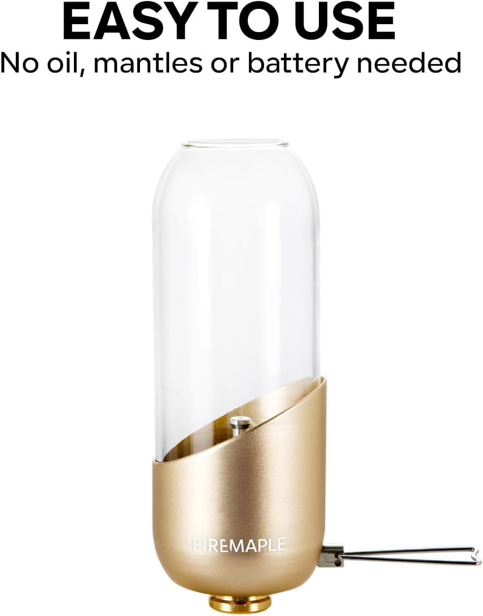 imageFireMaple Orange Camping Lantern Glass Steel ampamp Aluminum Propane or Isobutane Fuel Canister Beautiful Lights NO Mantles Needed Propane Lanterns for Camping Emergency EssentialOrange