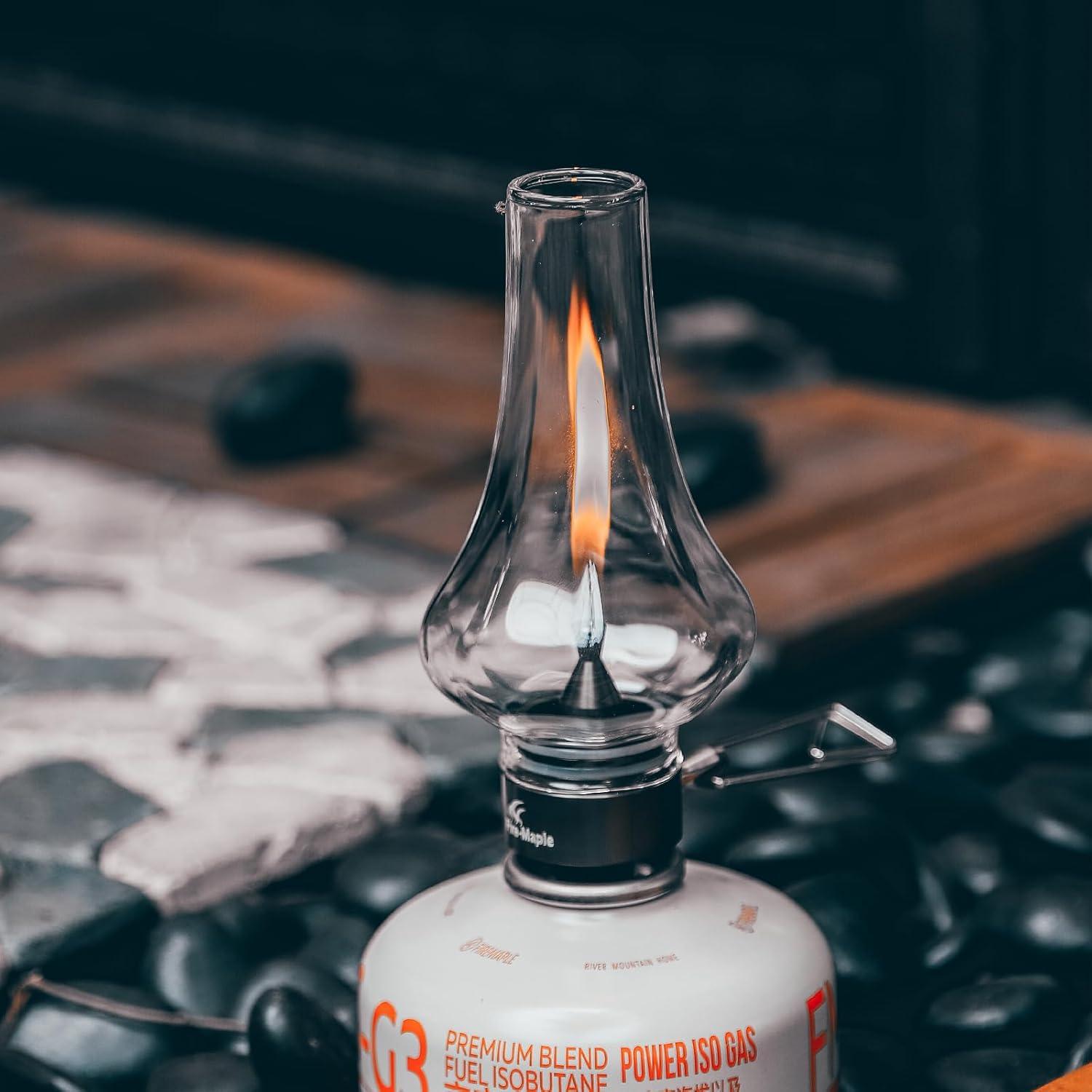 imageFireMaple Tulip Camping Lantern Glass Steel ampamp Aluminum Propane or Isobutane Fuel Canister Beautiful Lights NO Mantles Needed Propane Lanterns for Camping Emergency Essential