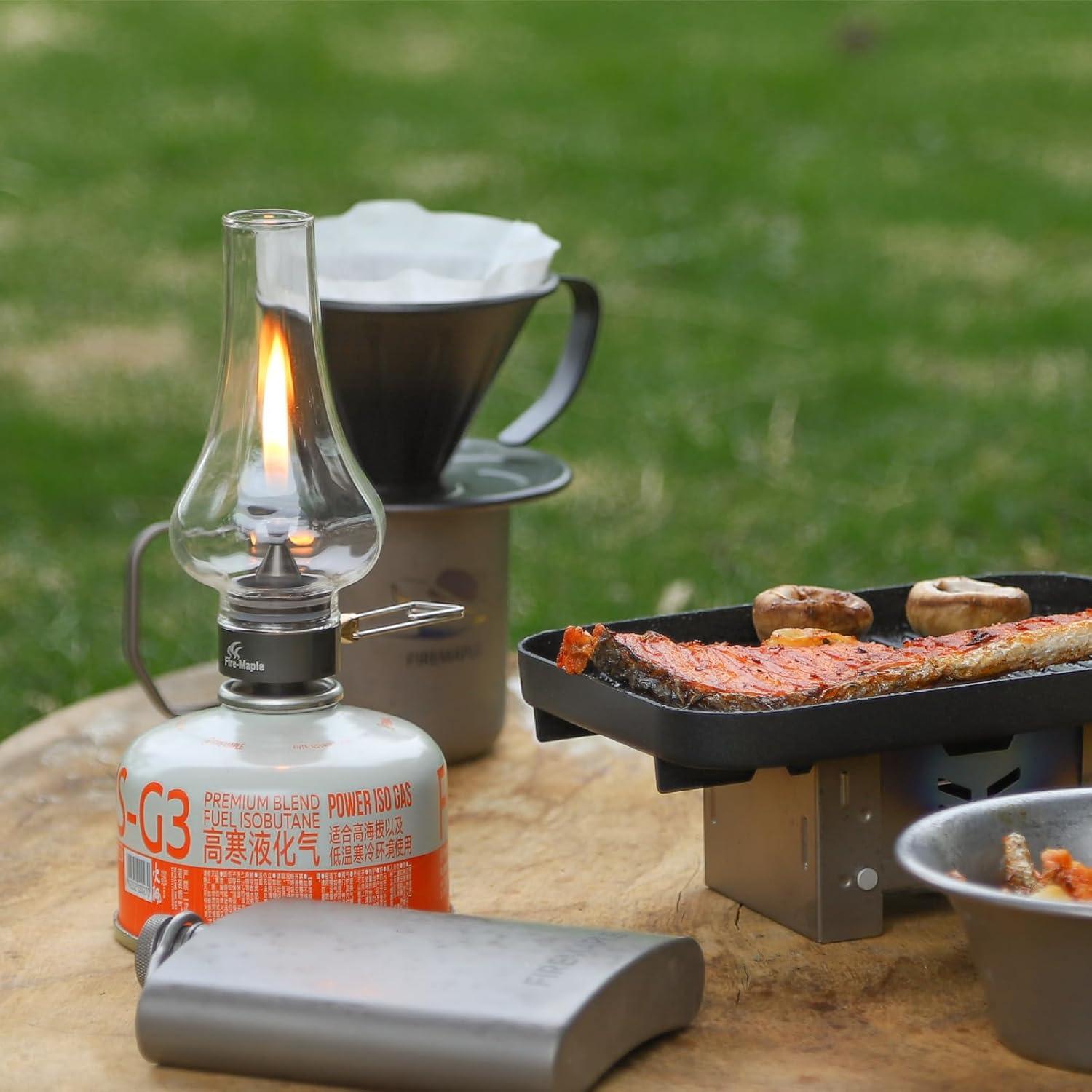 imageFireMaple Tulip Camping Lantern Glass Steel ampamp Aluminum Propane or Isobutane Fuel Canister Beautiful Lights NO Mantles Needed Propane Lanterns for Camping Emergency Essential