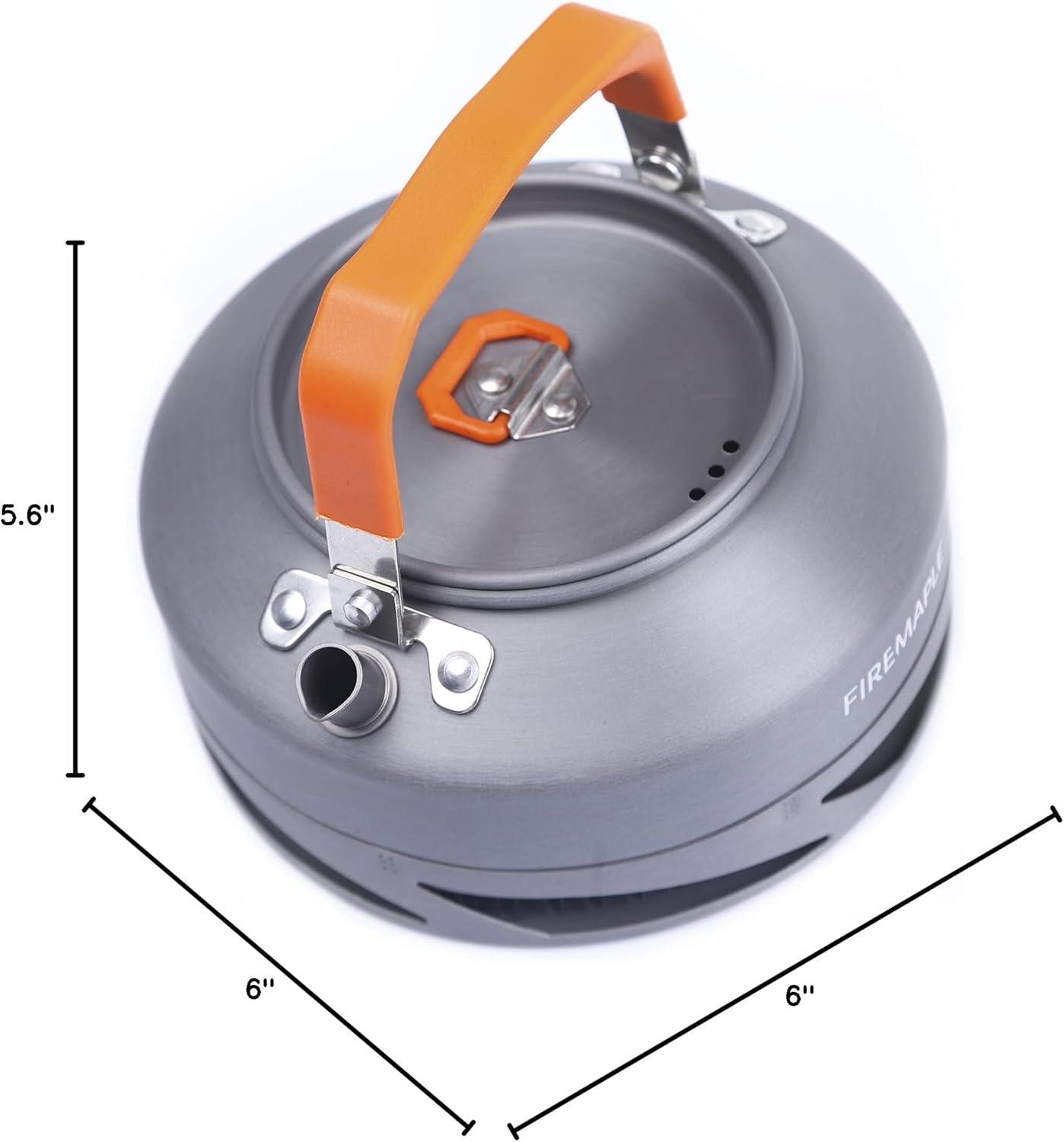 imageFireMaple XT1 08 Liter Camping Kettle Portable Lightweight Aluminum Teapot Heat Exchanger Pot
