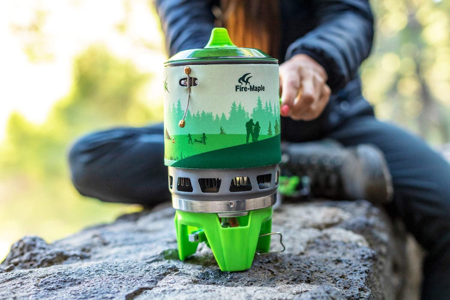 imageFireMaple quotFixed Star 1quot Personal Cooking System PotJet Burner Stove System with Electric Ignition Ideal for Hiking Camping Backpacking Fishing Hunting Trips and Emergency Use MultiGreen