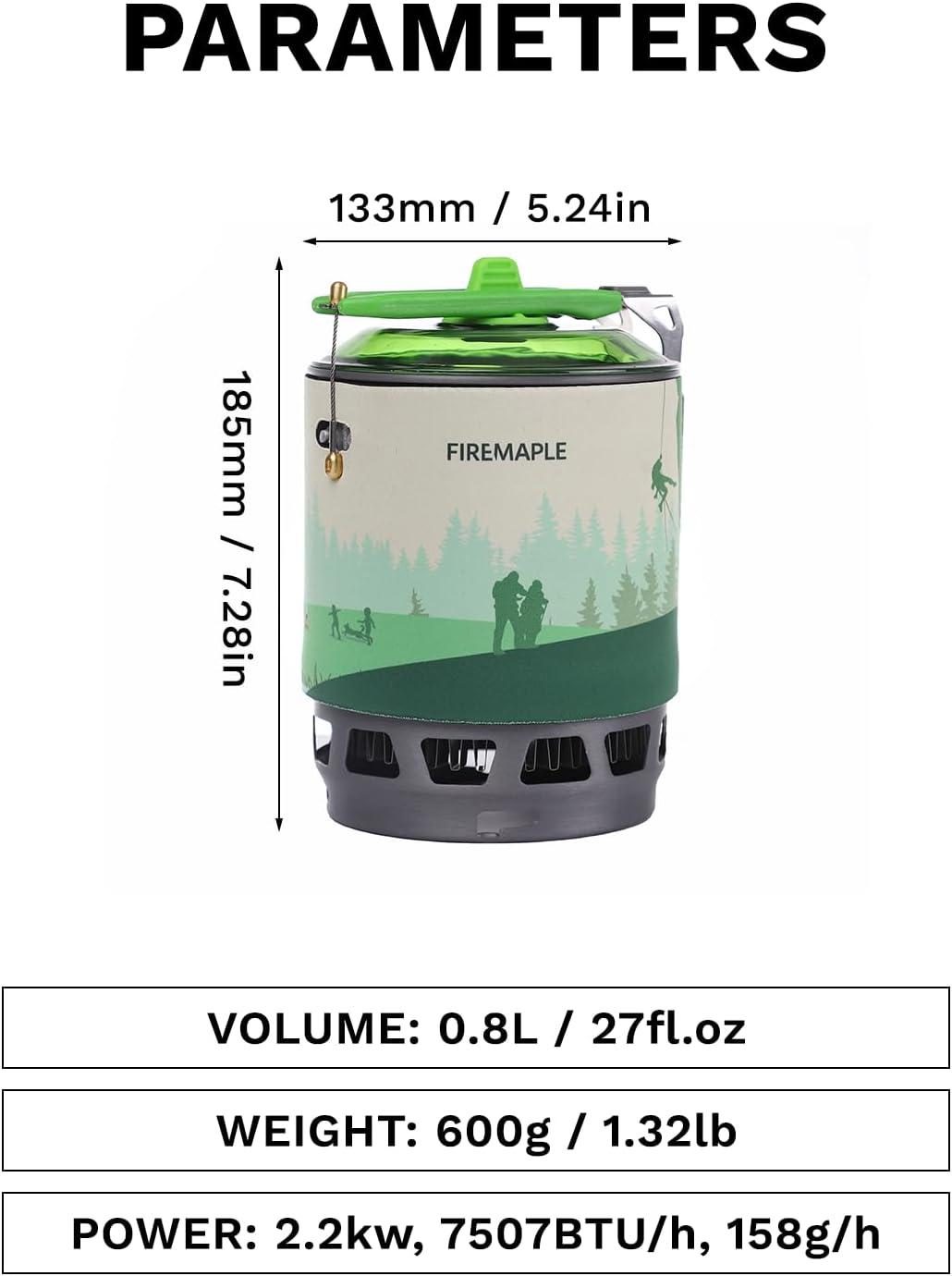 imageFireMaple quotFixed Star 1quot Personal Cooking System PotJet Burner Stove System with Electric Ignition Ideal for Hiking Camping Backpacking Fishing Hunting Trips and Emergency Use MultiGreen