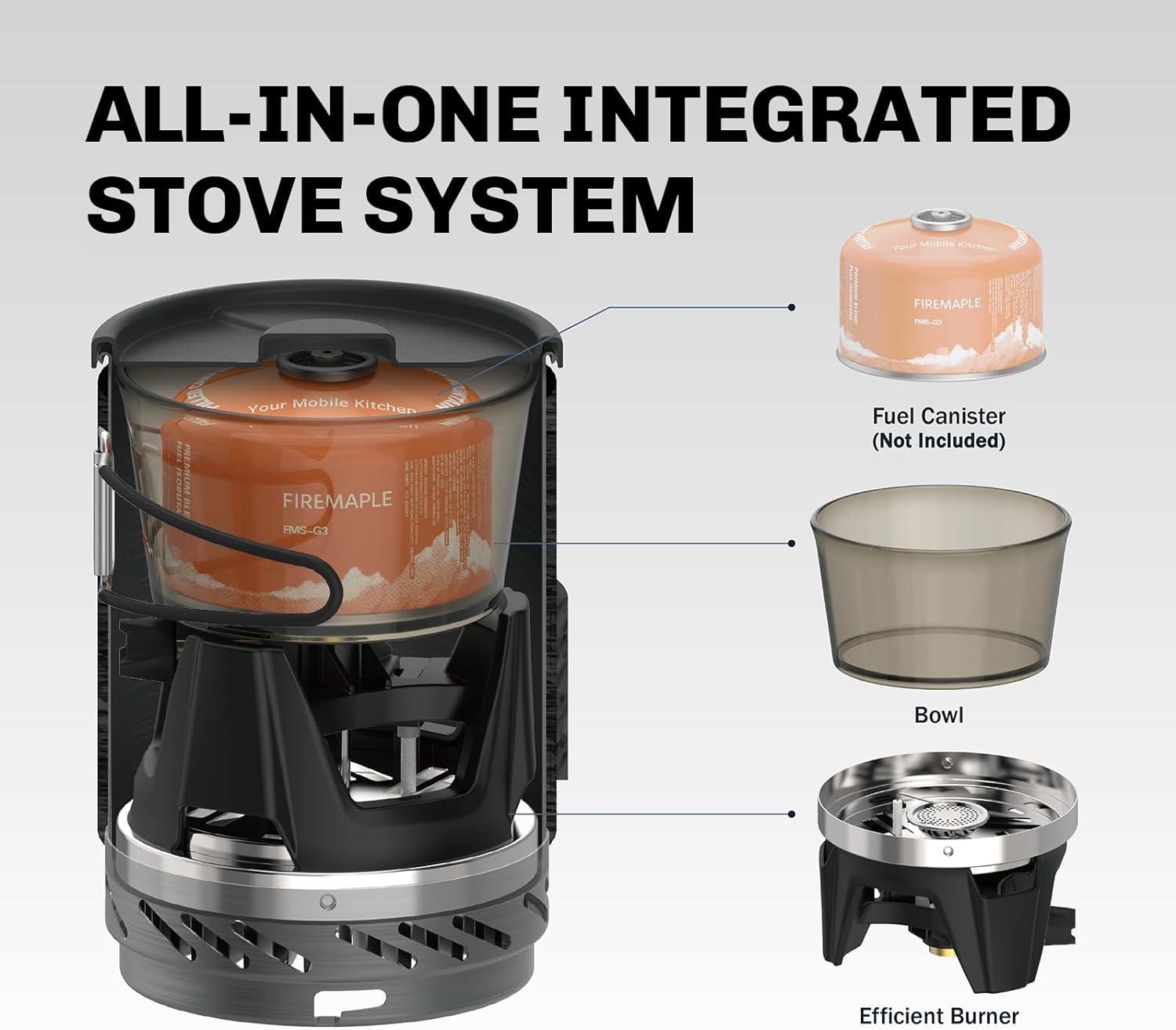 imageFireMaple quotFixed Star 1quot Personal Cooking System PotJet Burner Stove System with Electric Ignition Ideal for Hiking Camping Backpacking Fishing Hunting Trips and Emergency Use MultiCamouflage