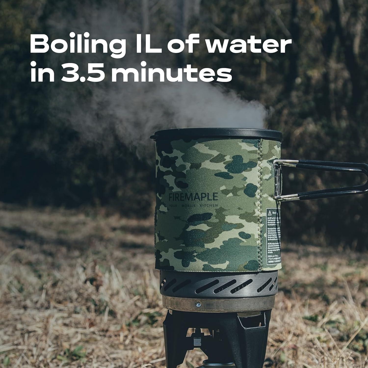 imageFireMaple quotFixed Star 1quot Personal Cooking System PotJet Burner Stove System with Electric Ignition Ideal for Hiking Camping Backpacking Fishing Hunting Trips and Emergency Use MultiCamouflage