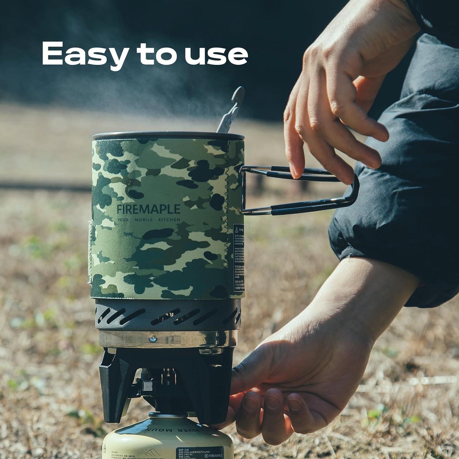 imageFireMaple quotFixed Star 1quot Personal Cooking System PotJet Burner Stove System with Electric Ignition Ideal for Hiking Camping Backpacking Fishing Hunting Trips and Emergency Use MultiCamouflage
