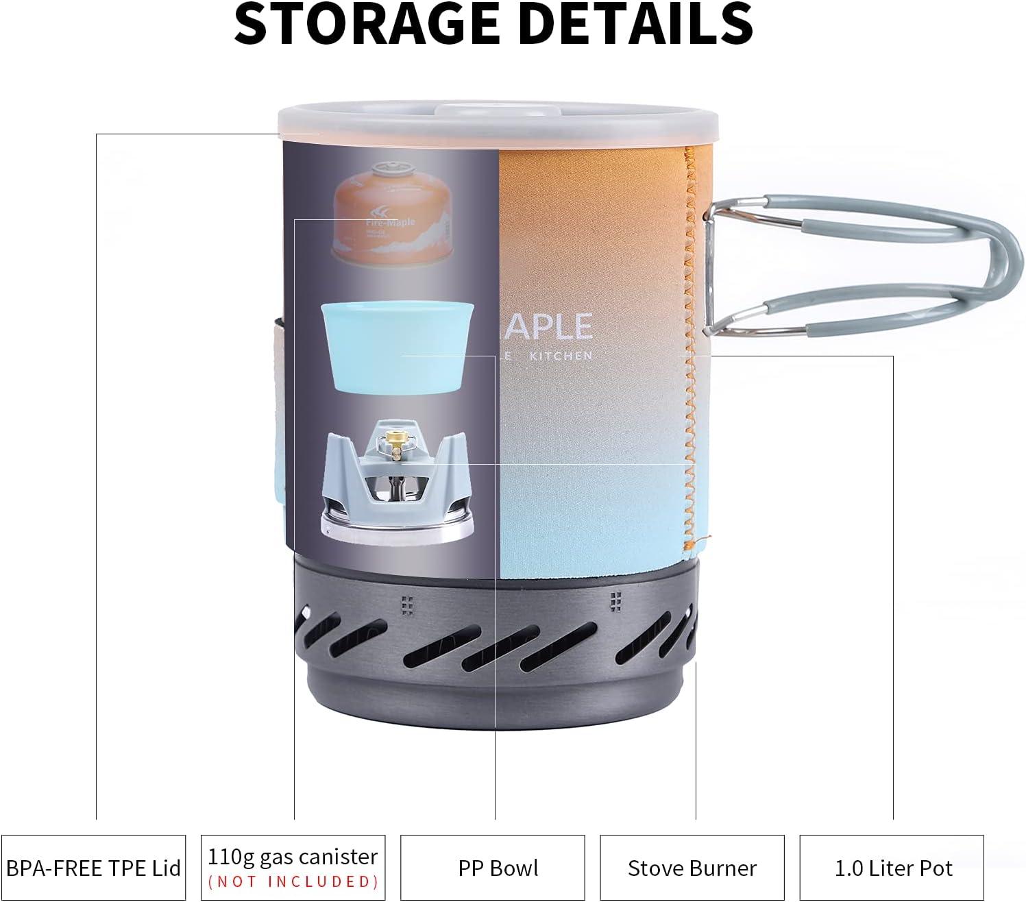 imageFireMaple quotFixed Star 1quot Personal Cooking System PotJet Burner Stove System with Electric Ignition Ideal for Hiking Camping Backpacking Fishing Hunting Trips and Emergency Use MultiMulti