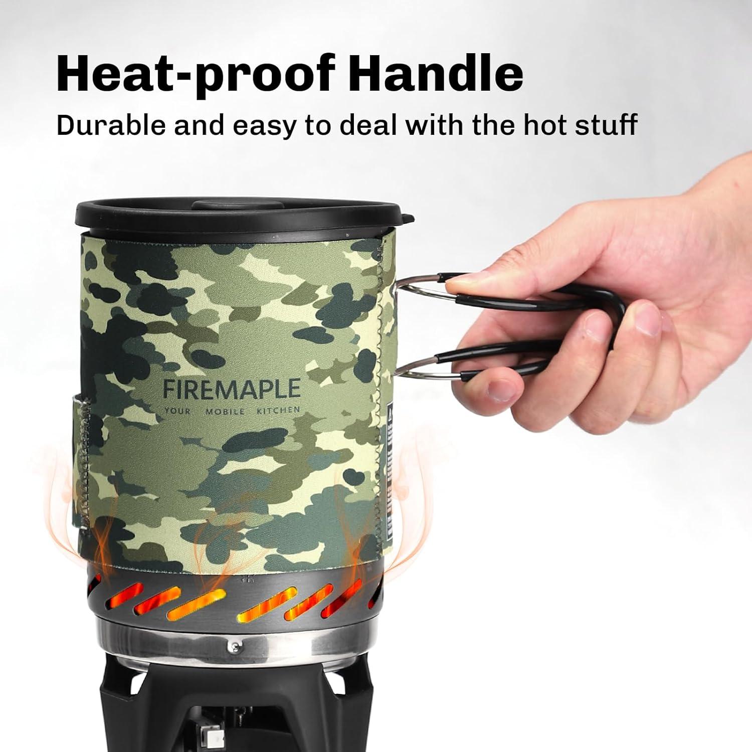 imageFireMaple quotFixed Star 1quot Personal Cooking System PotJet Burner Stove System with Electric Ignition Ideal for Hiking Camping Backpacking Fishing Hunting Trips and Emergency Use MultiCamouflage
