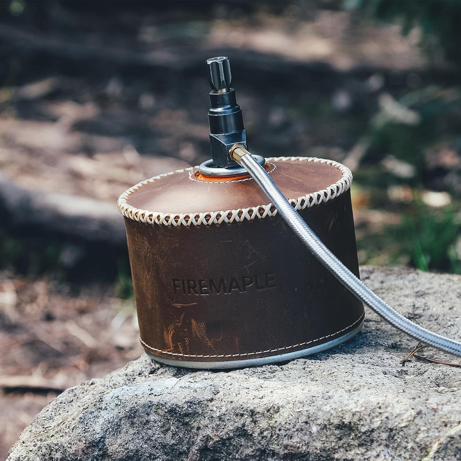 imageFireMaple Leather Fuel Canister Cover Camping Stove Cans Protector